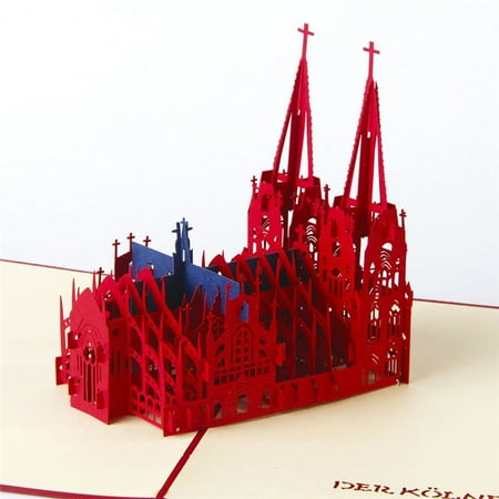 3D Pop Up Cathedral Wedding Lover Happy Birthday Anniversary Greeting Cards