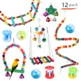 thumbnail image 1 of 12 Pcs Pet Bird Toys Hanging Parrot Swing Bell Bridge Ladder Toys for Parrot Colorful Combination Toy Set Bird Cage Accessories, 1 of 5
