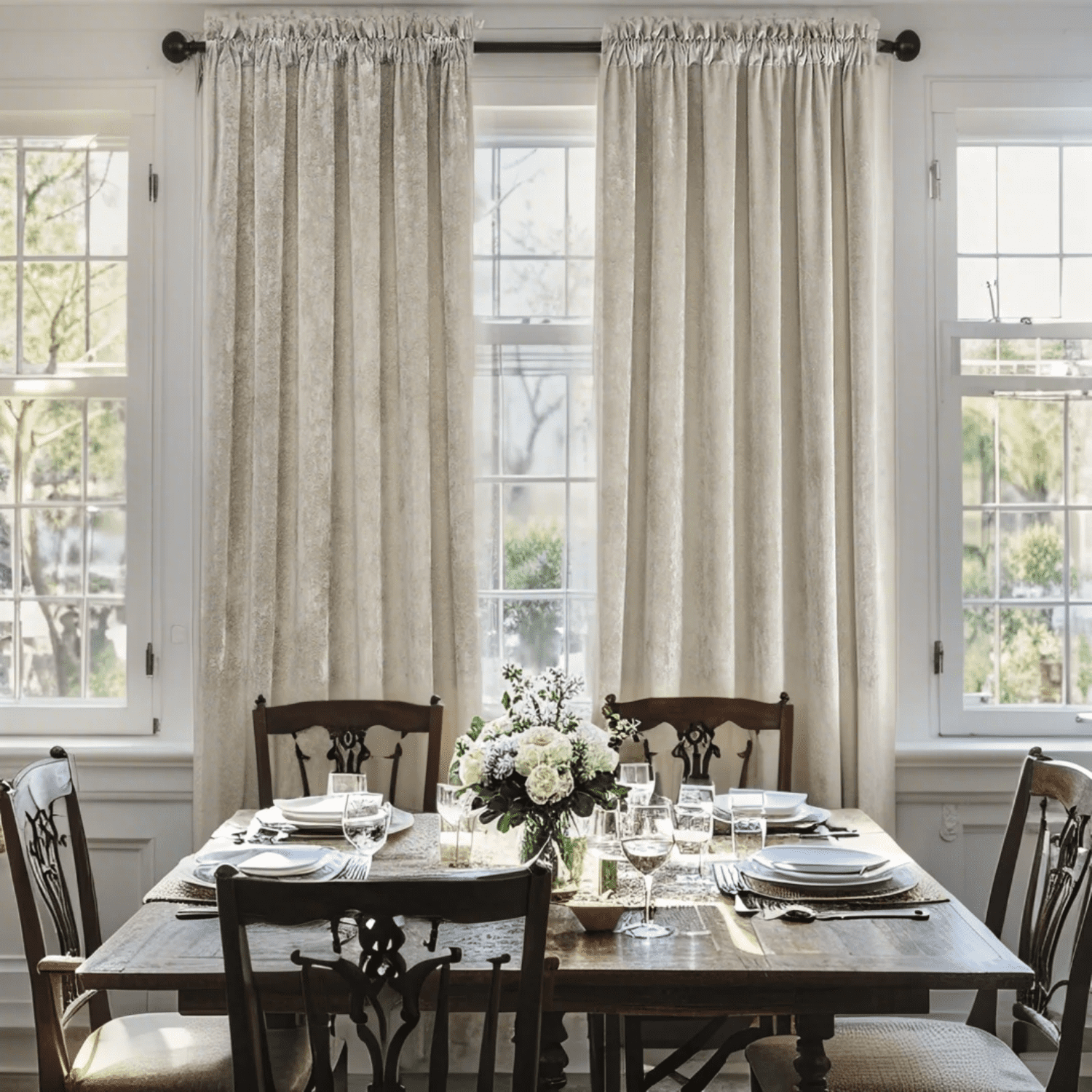 Crushed Velvet Curtains with Rod Pocket Luxurious Thermal Insulated Soundproof Drapes for Dining Room, Soft and Durable Light-Filtering Window Treatments, 2 Panels