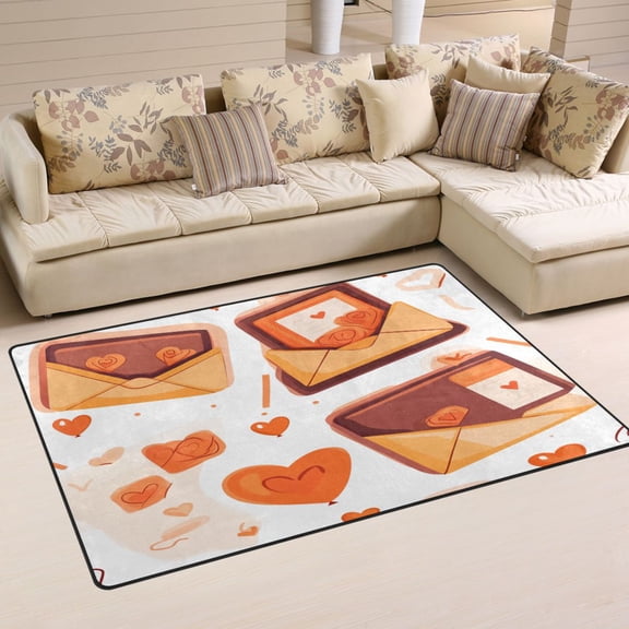 Valentine's Day Element Envelope Soft Polyester Area Rug 31''x20'', Non Slip, Memory Foam, Water Absorbent
