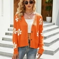 thumbnail image 6 of Women's Fall Cute Daisy Button Jacquard Knit Cardigan Sweater Jacket, 6 of 7