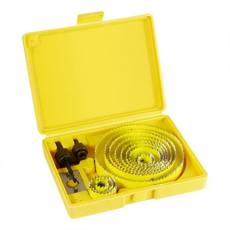 GLOGLOW Wood Sheet Metal,Saw Drill Bit Kit,16pcs Yellow Hole Saw Drill Bit Kit Wood Sheet Metal 3/4