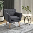 thumbnail image 2 of HOMCOM Fauteuil d'Appoint Moderne, Fauteuil à Accoudoirs Rembourré en Lin, Fauteuil Club Capitonné, 2 of 10