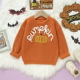 thumbnail image 2 of NIEWTR Girls' Ethnic Jacquard Sweater Winter New Children's Fashionable Round Neck Warm Knit Sweater Trend Halloween Sweater Long Sleeve Ghost/Pumpkin Cardigan Coat，9-10 Years，Orange, 2 of 6