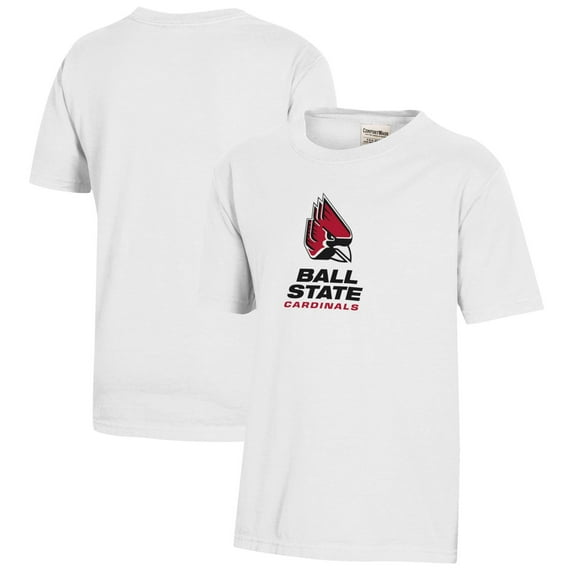 Youth  White Ball State Cardinals Logo Comfort Wash T-Shirt