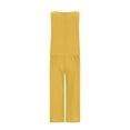 thumbnail image 6 of pstuiky Womens Pajama Set Oversized Solid Color Breathable Sleepwear with Pants Summer Loose Fit Crew Neck Sleeveless Pajamas Yellow L, 6 of 9