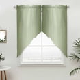 thumbnail image 5 of Sage Green Ombre Kitchen Window Curtains, Swag Curtains Valance for Bedroom Living Room Bathroom, Modern Gradient Abstract Art Rod Pocket Window Treatment Curtain Block Drapes 2 Panels 28"x36", 5 of 9
