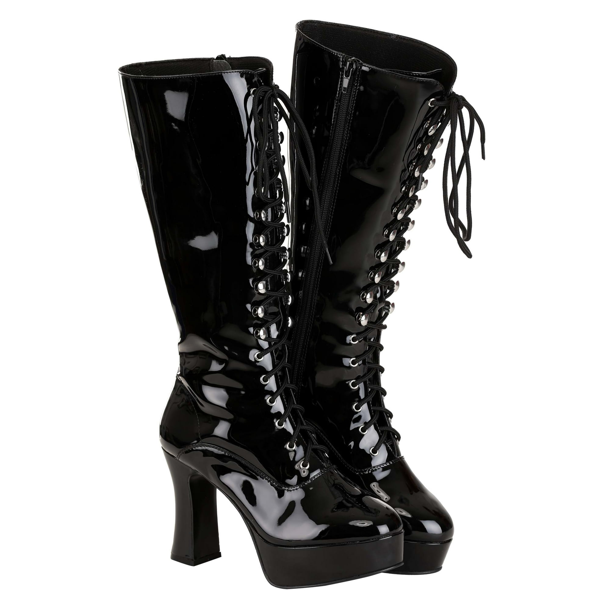 Fun Costumes Women s Sexy Black Faux Leather Knee High Boots Black Size 7