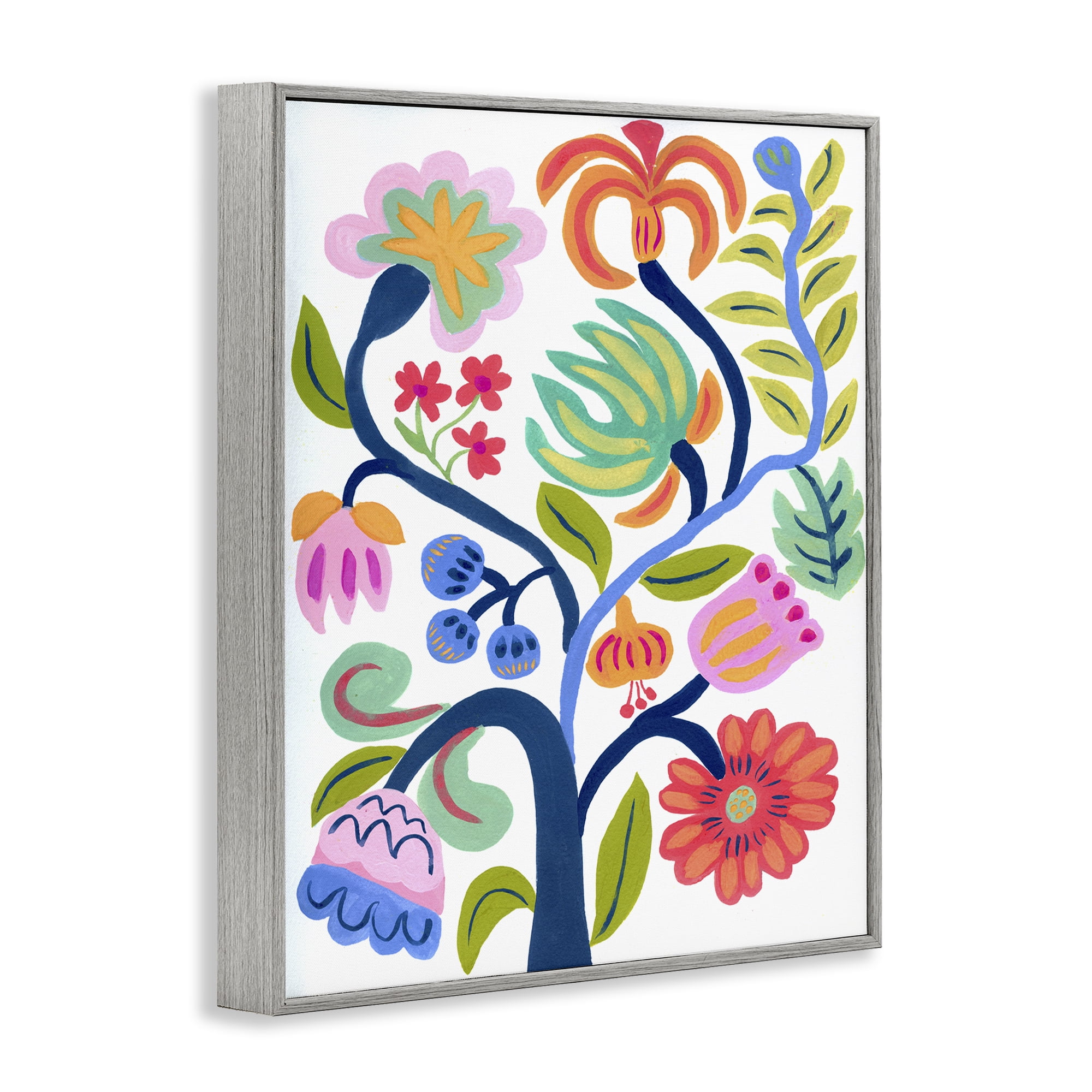 Stupell Industries Boho Blue Tree Gray Framed Giclee Art, design by Suzanne Allard
