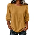thumbnail image 2 of Neewe Womens Plain Round Neck Half Sleeve Top Curved Hem Blouses Loose Shirts Spring Summer Fashion Casual T Shirts, 2 of 7