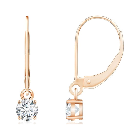 ANGARA Natural Diamond Leverback Earrings in 14K Rose Gold for Women (Size-4.1mm | Color-G | Clarity-VS2) | April Birthstone, Birthday, Anniversary, Jewelry Gift for Women | Natural Diamond Earrings