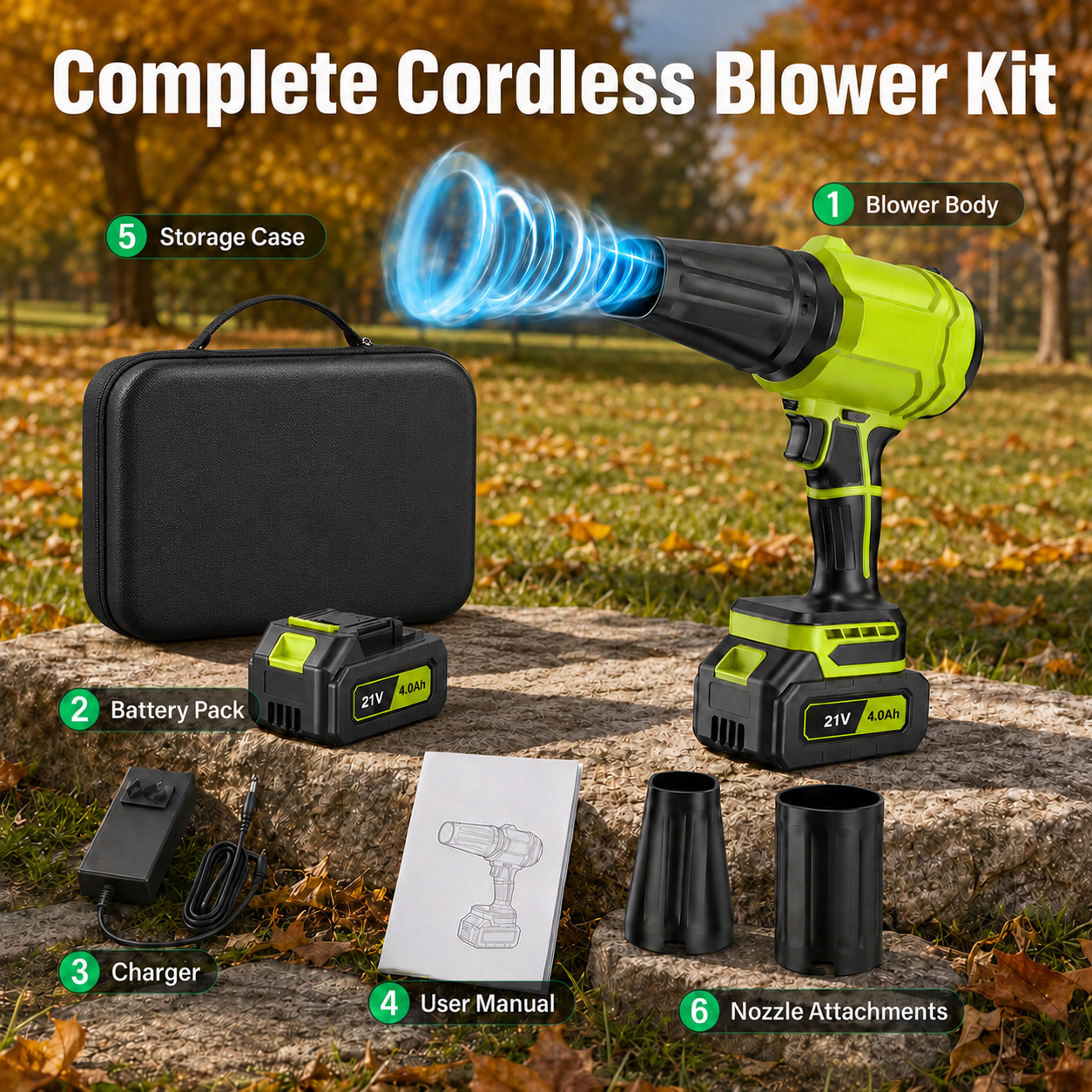 Wilody 21V Cordless Leaf Blower with 2x 4.0Ah Batteries photo 6