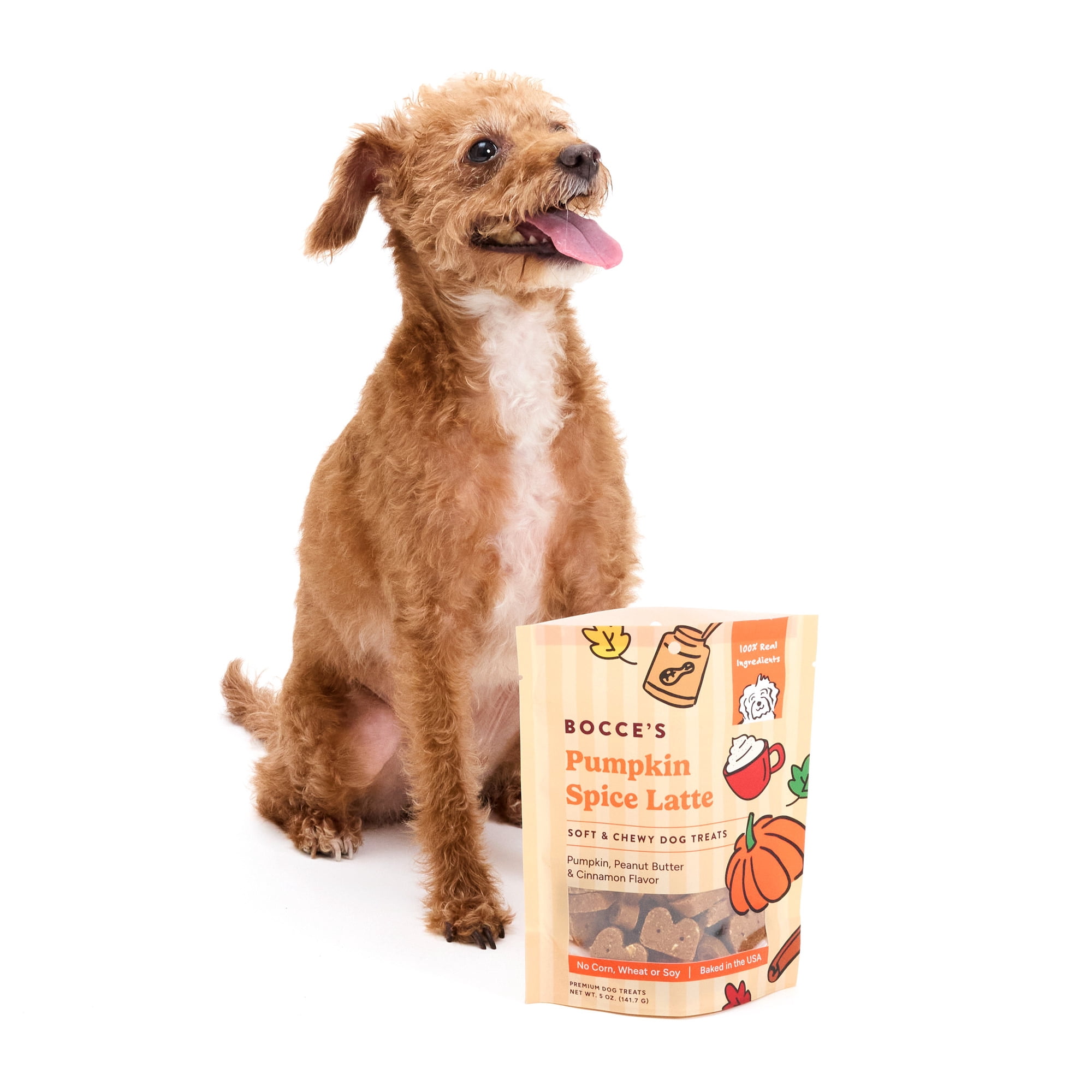 Bocce's Bakery Soft & Chewy Pumpkin Spice Latte Soft Treats for Dogs, 5oz Bag