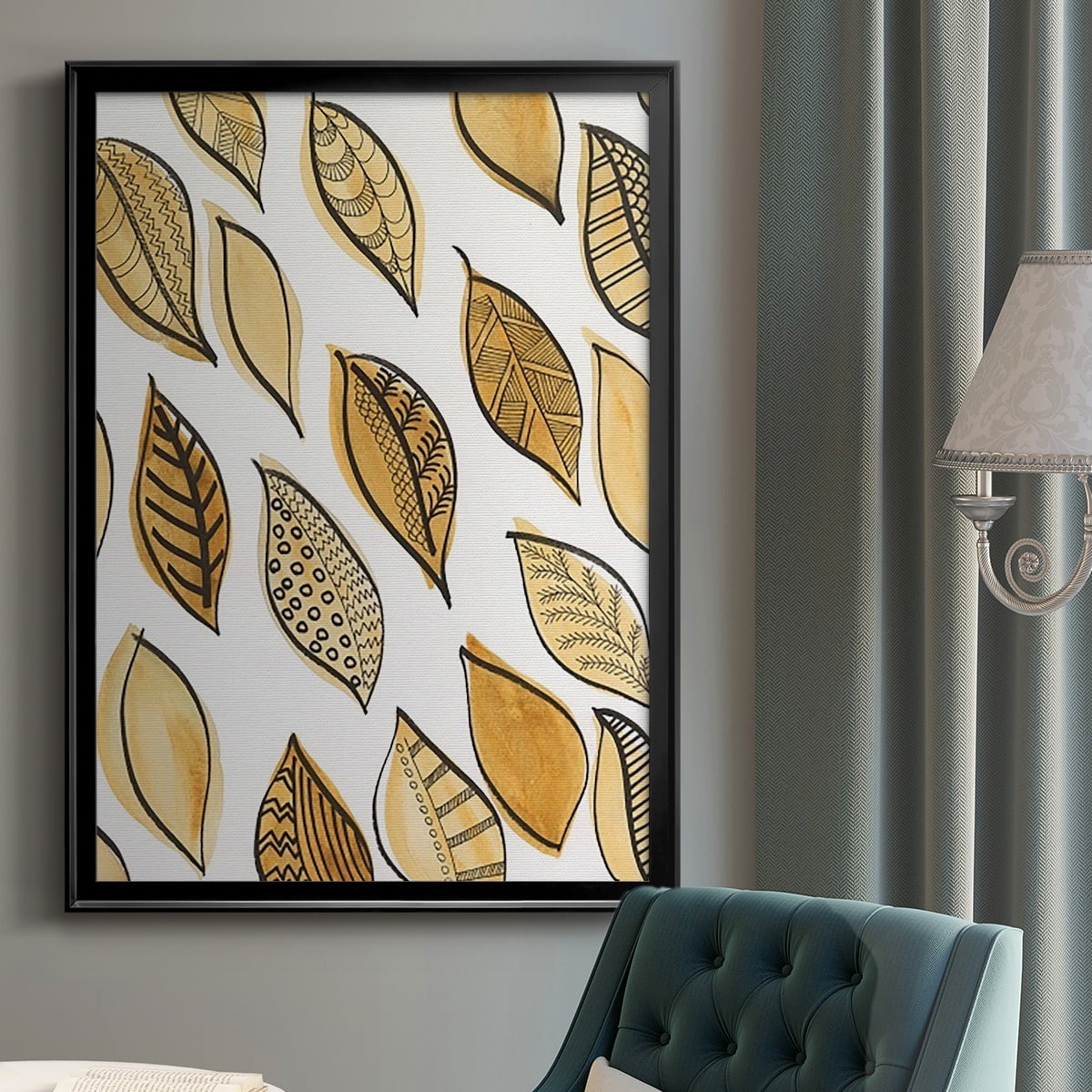 Patterned Leaf Shapes II Premium Framed Print - Ready to Hang