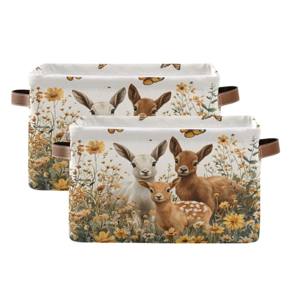 Ryvnso Abstract Deer Storage Basket Large Bin Foldable Boxes Toys Organizer 14.2x10.2x8.3in 2 PCs