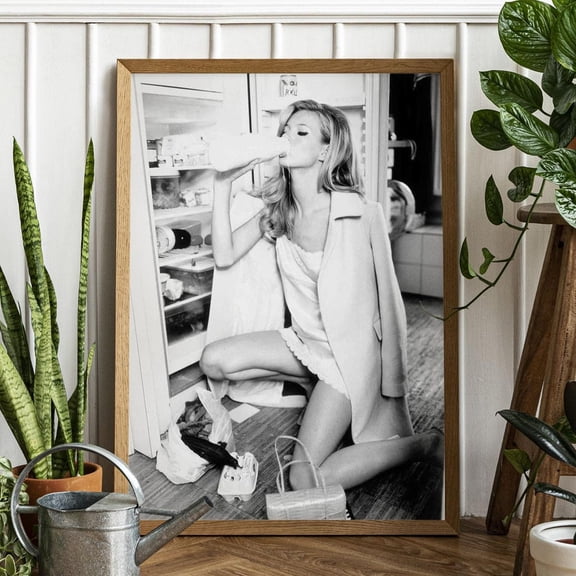 Kna Prints - Kate Moss Print - Fashion Poster- Black And White Wall Art - Vintage Print, Photography Prints - High-Profile Supermodels - Fashion Icons Unframed Poster, UNFRAMED-8x12