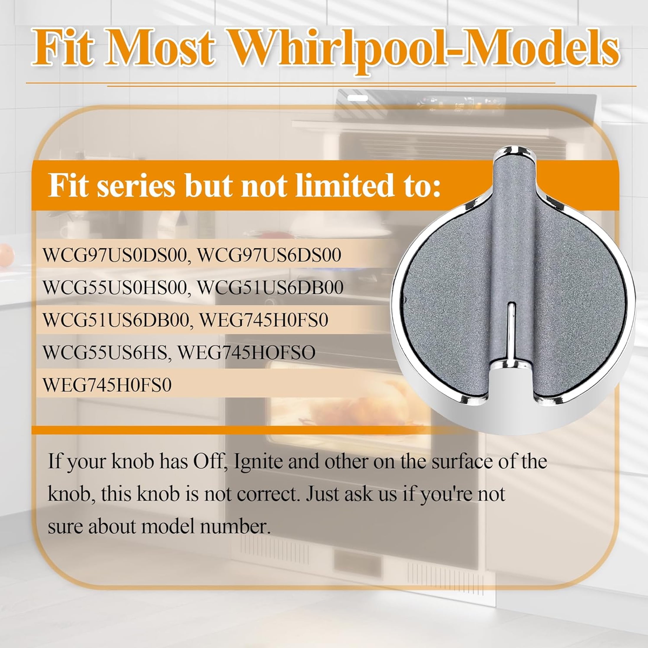 5 Pcs W10594481 Stainless Steel Cooker Stove Control Knob Compatible with Whirlpool Stoves/Ranges