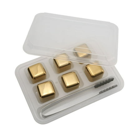 

Reusable Golden Stones Ice Cubes Chilling Rocks Whisky Cooler Ice Bucket Champagne Beer Cooler Stainless