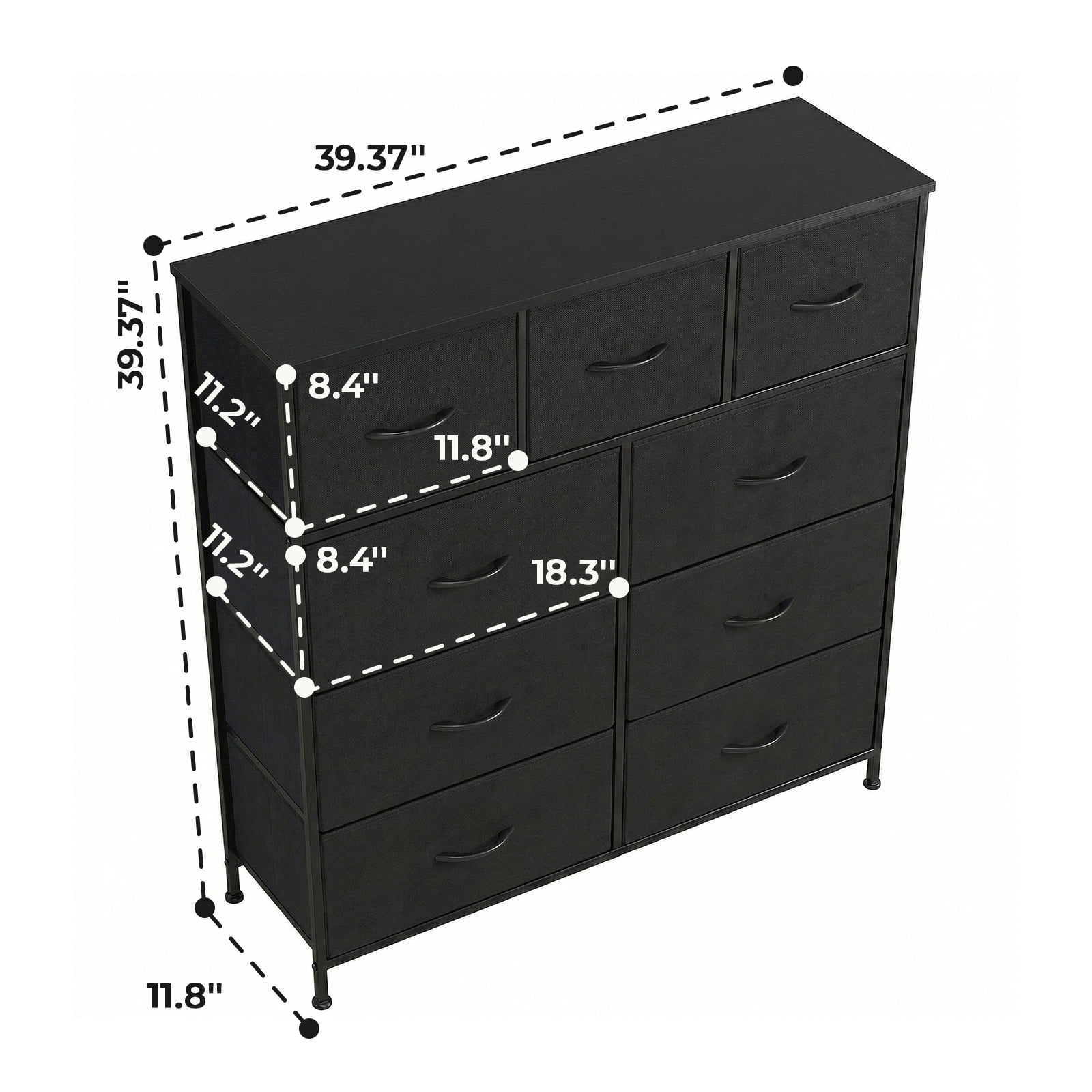 Alvantor Tall Dresser Fabric Storage Tower ,Wooden Top for Kid Room, Closet, Entryway, Nursery