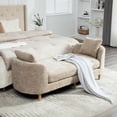 thumbnail image 2 of S-HOME Versatile Backless Accent Bench with 2 Bolster Pillows Rubberwood Legs 77.17 Inch Chenille Chaise Lounge  for Living Room and Bedroom Use , Wheat, 2 of 10