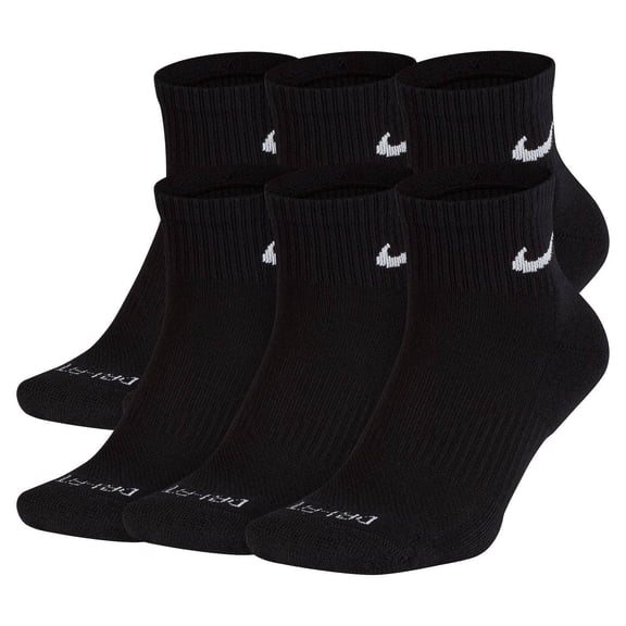 Nike Everyday Plus Cushion Ankle Socks | Medium, Men 6-8, Women 6-10 / Black / 6 Pack