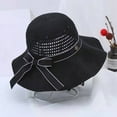 thumbnail image 3 of Visland Sun Hat Folding Sun Protection Knitted Wide Brim Ribbon Bow Women Beach Hat for Outdoor, 3 of 6