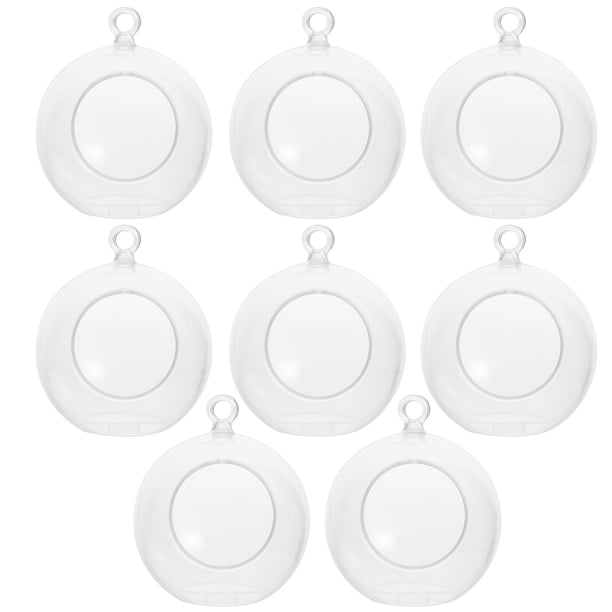 8 Uds. De bolas de Navidad transparentes, bolas de adorno de plástico rellenables DIY, decoración de fiesta de Navidad