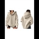 thumbnail image 3 of Sudadera con Capucha de Gran Tamaño para Mujer, Cuello en V, Forro , Larga, Estilo Y2K, Ropa de Otoño A Crema XXL, 3 of 6