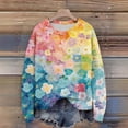 thumbnail image 3 of Long Sleeve Pullover Sweaters For Women O Neck Casual Cute Printing Knit Oversized Sweater for Fall Winter Floral Designs,Yellow,M, 3 of 6