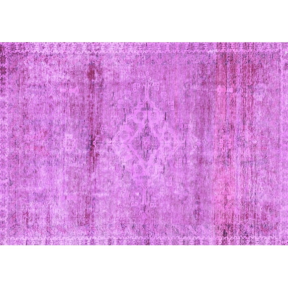 Ahgly Company Indoor Rectangle Medallion Purple Traditional Area Rugs, 2' x 5'