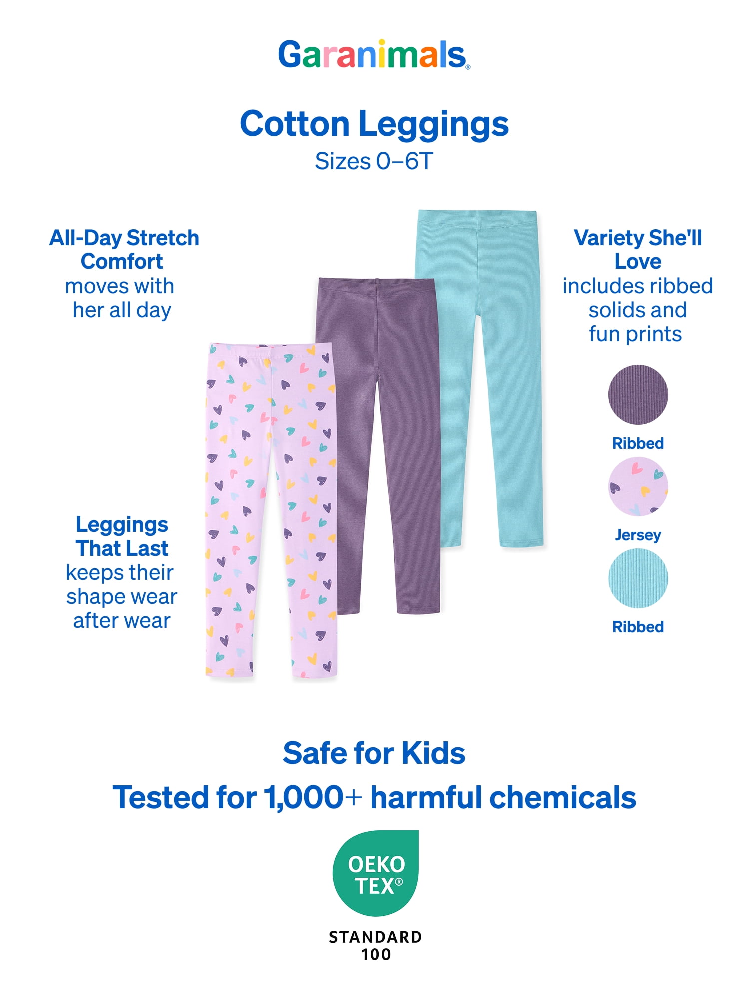 Garanimals Baby & Toddler Girls Leggings, Single & 3-Pack, Sizes 0-6T