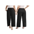 thumbnail image 3 of Gleelist Women Plus Size Casual Drawstring Wide Leg Pants Stretchy Straight Long Trousers With Pocket XL-5XL, 3 of 8