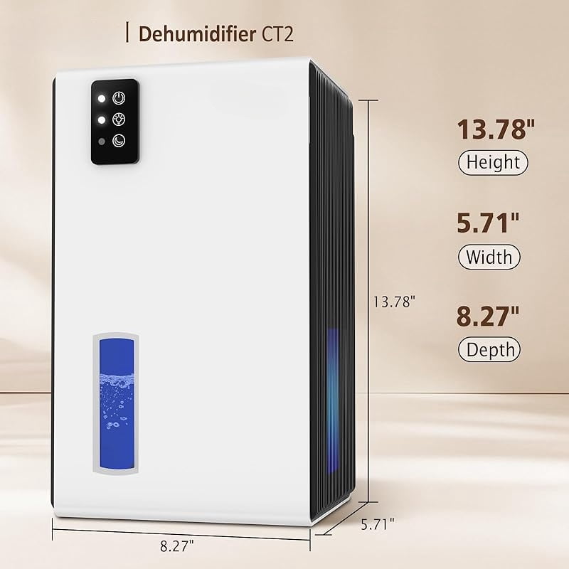 Dehumidifier for Home, 95 OZ Water Tank, (1000 sq.ft) Dehumidifiers for Bathroom Bedroom Basement with Auto Shut Off,7 Colors LED Light(White)