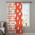 thumbnail image 3 of Japanese Rabbits Sheer Curtains 54 Inches Long, Vintage Orange Red Plaid Farmhouse Light Filering Curtains, Breathable Simi Curtain Privacy Drapes for Kitchen Bathroom Small Window Treatment, 3 of 9
