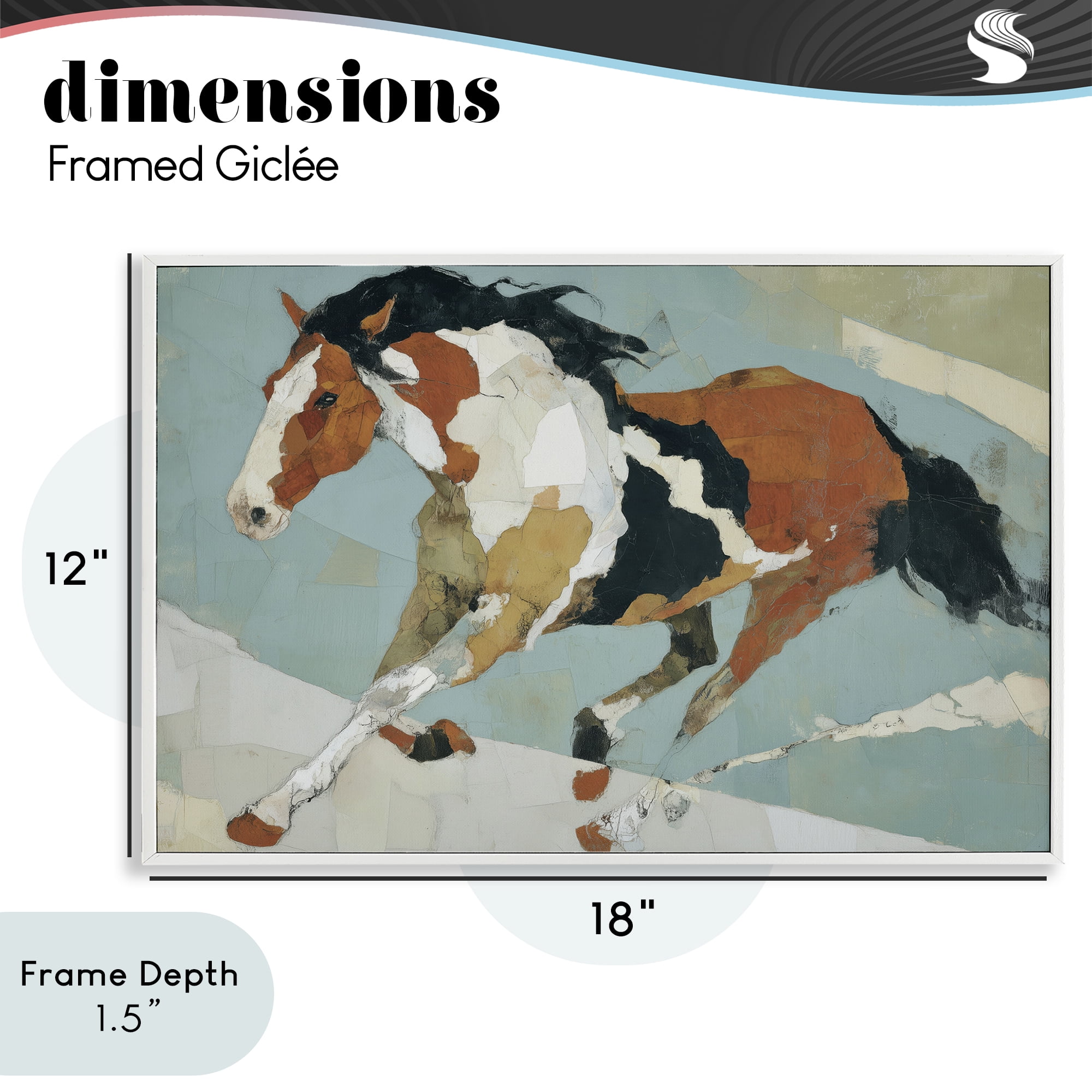 Stupell Industries Paint Horse in Motion White Framed Giclee Art, design by Chromatic Storm Studio