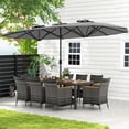 thumbnail image 5 of Costway 10 Pieces Patio Wicker Dining Set with Double-Sided Patio Umbrella 8 Armchairs Grey, 5 of 8
