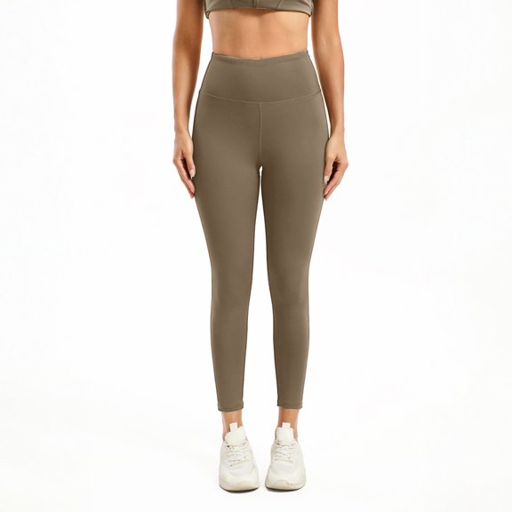 Womens High Waist Seamless Gym Leggings, Squat Proof Stretchable Tight Sports Pants for Yoga Workout Coffee L