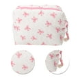thumbnail image 4 of Unique Bargains 1 Pc Square Bag with Pendant Bow Makeup Bag White Pink Polyester, 4 of 6