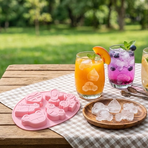 Bandeja for cubitos de hielo de silicona for vehículos de transporte de 6 cavidades, molde for hielo divertido y fácil de desmoldar for bebidas y fiestas