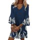 thumbnail image 1 of Txlixc Vestido estampado de 3 / 4 mangas para mujeres, vestido de verano con volantes de cuello V Txlixc moda, 1 of 6