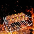 thumbnail image 1 of Stainless Steel Air Fryer Rack with Hanging Grill & Skewers - 20cm Vertical Double Layer Design for Chicken, Ribs, Vegetables - 304 High-Temp Resistant Accessory Akmoler | Metal, Colorful, 1 of 9
