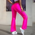 thumbnail image 4 of ibuvkizy Flare Leggings for Women,Fashion Casual Women Printed Gradient Span Ladies High Waist Wide Leg Trousers Yoga Pants Long Pants Hot Pink,XL, 4 of 4