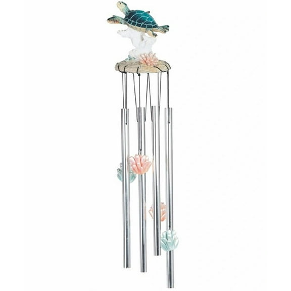 FC Design 23" Long Sea Turtle with Coral Round Top Wind Chime Marine Life Garden Patio Decoration