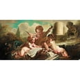 thumbnail image 2 of François Boucher 18x11 Black Ornate Wood Framed Double Matted Museum Art Print Titled - Little Birds, Musician Children, 2 of 5