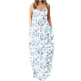 thumbnail image 2 of SMihono Robe Maxi Bohème d'Été pour Femmes Grande Taille Mode Femme Bretelles Taille Mi-Haute Col en V Sans Manches Rayée Imprimée Robe Longue de Plage, 2 of 5