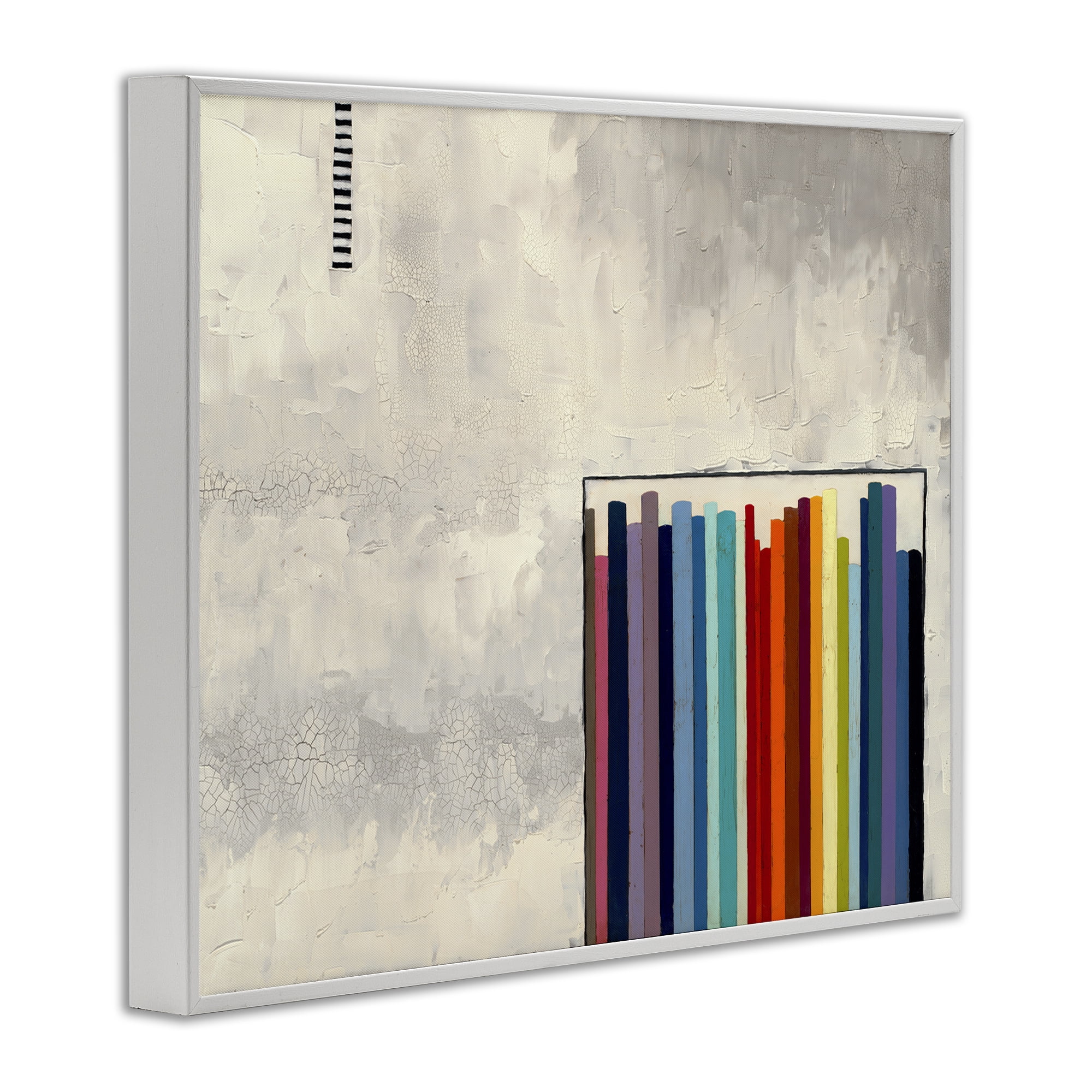 Stupell Industries Rainbow Shapes over Grey Abstract Painting White Framed Art Print Wall Art, 30 x 24