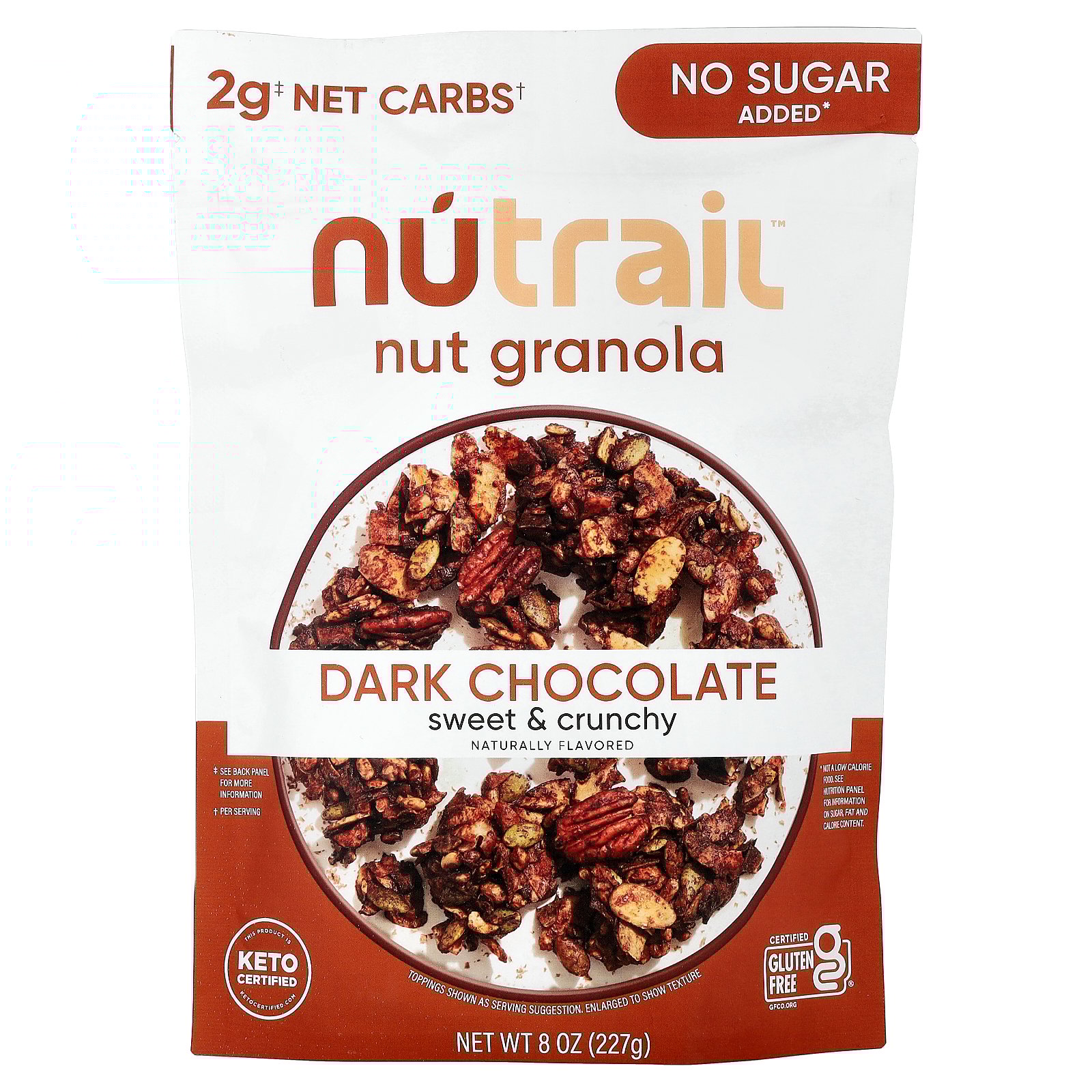 NuTrail No Sugar Added Sweet & Crunchy Dark Chocolate Nut Granola 8 oz