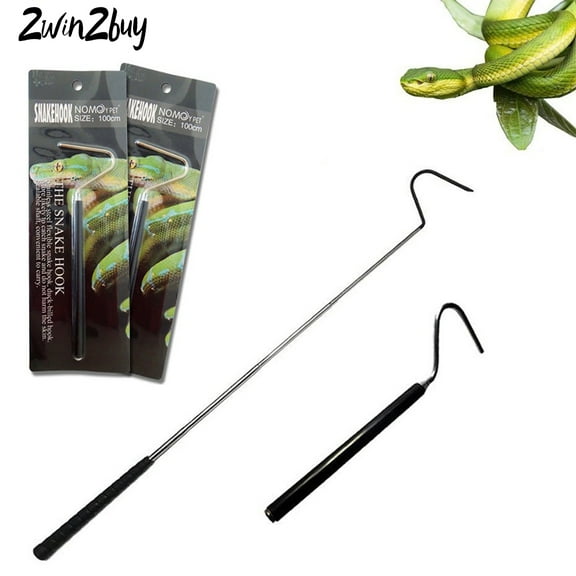2WIN2BUY Collapsible Snake Hook,Telescoping Pocket Stainless Steel Snake Shaft Retractable Reptile Hook  Extend to 39.3 inch Soft Grip Field Hook for Catching Handling Grabber Separate Small Pet Snake