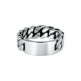thumbnail image 2 of KUZZOI Men's Link Chain Ring Curb-Link Ring with Engravable Plate 925 Silver, 2 of 5