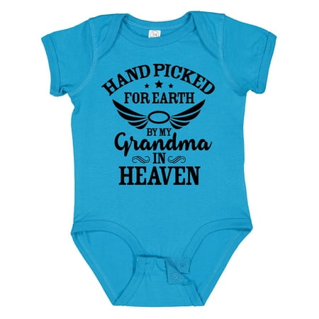 

Inktastic Handpicked for Earth by My Grandma in Heaven Angel Wings Boys or Girls Baby Bodysuit